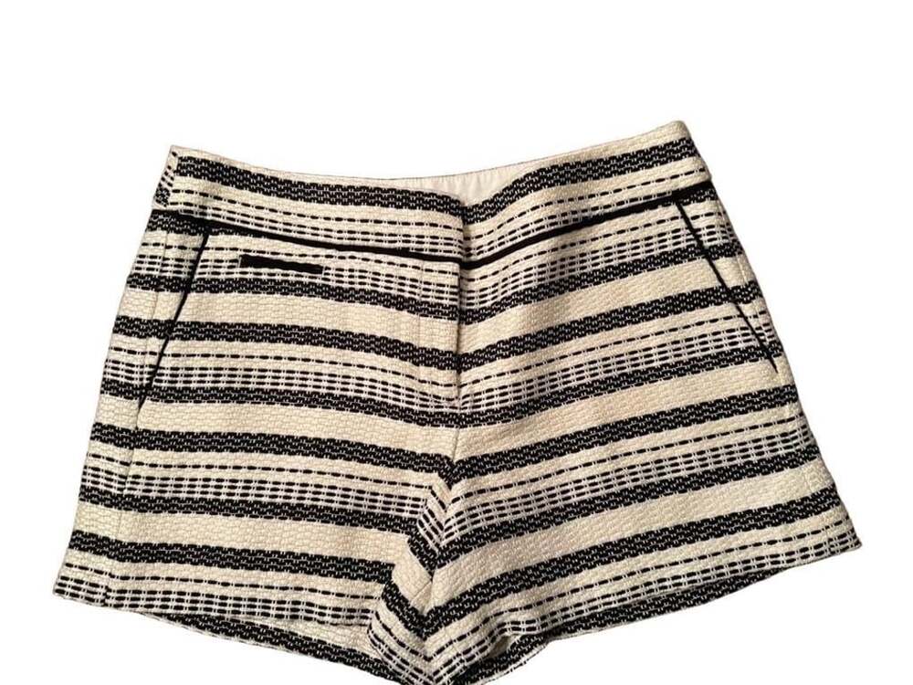 Loft Striped Tweed Shorts Size 10 Black White Lined Professional b1466